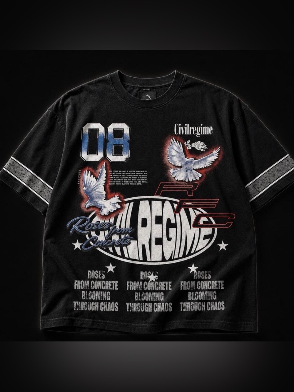Civil Regime Black Graphic Dove Short Sleeve Tee - Size M - NWT